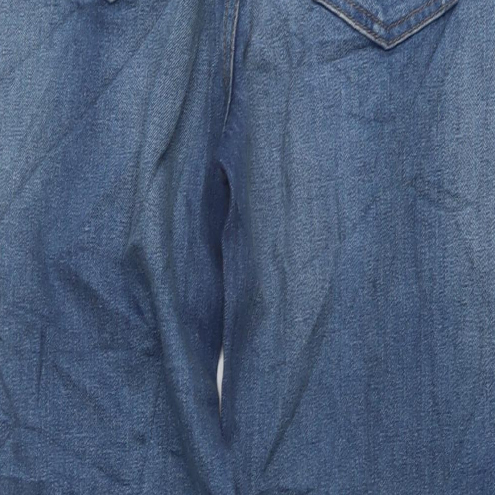 Marks and Spencer Womens Blue Cotton Straight Jeans Size 10 L27 in Regular Button