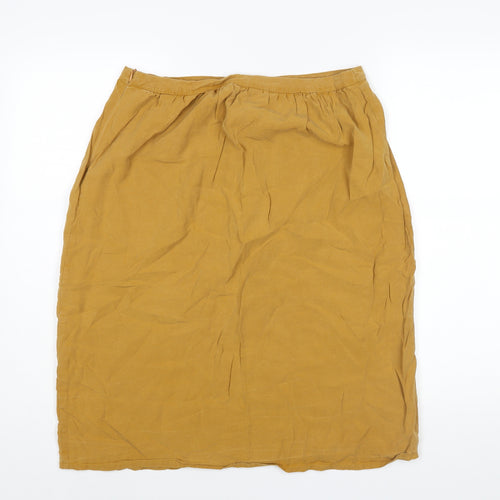 Grain de Malice Womens Yellow Viscose A-Line Skirt Size 14 - Button Detail