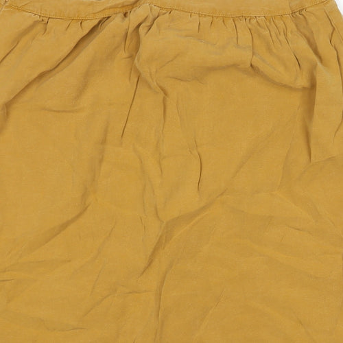 Grain de Malice Womens Yellow Viscose A-Line Skirt Size 14 - Button Detail