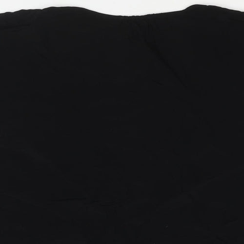 Marks and Spencer Womens Black Viscose Basic Blouse Size 24 V-Neck - Lace Trim Detail