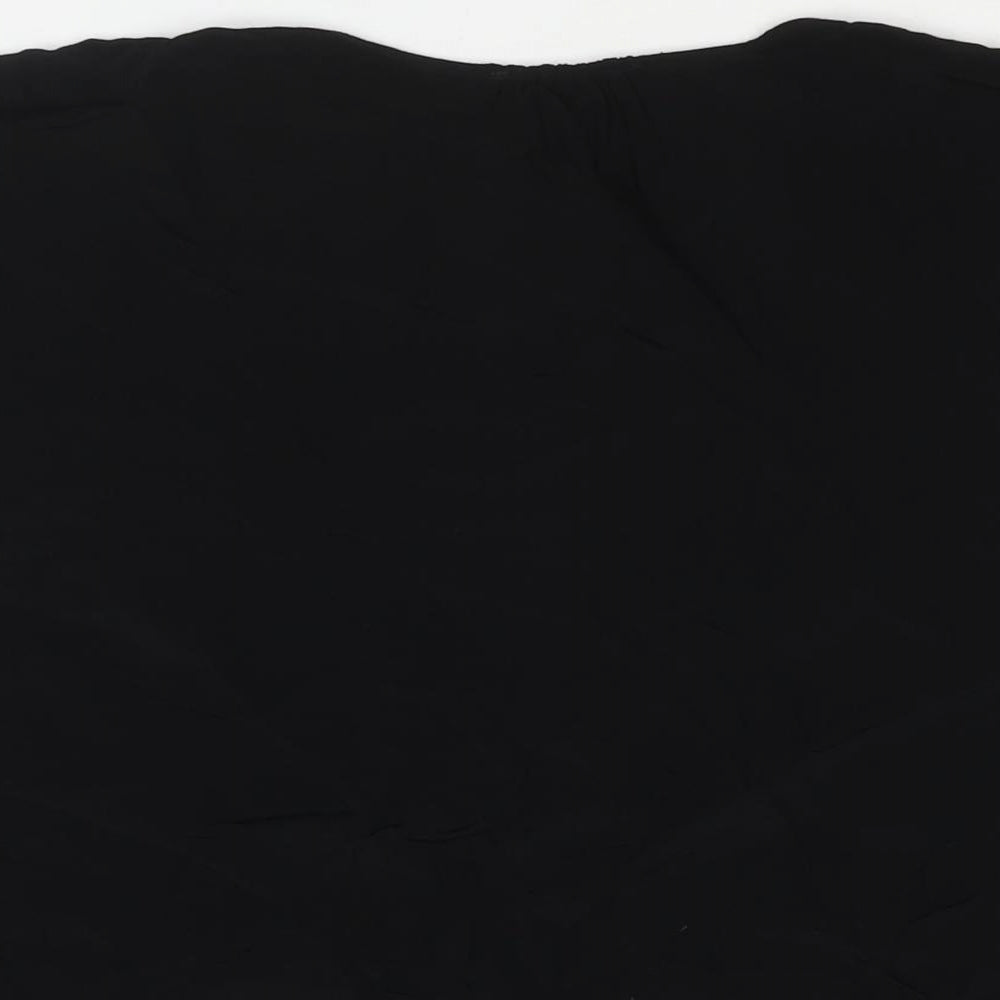 Marks and Spencer Womens Black Viscose Basic Blouse Size 24 V-Neck - Lace Trim Detail