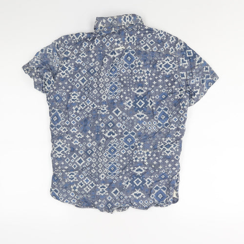 Gap Mens Blue Geometric Cotton Button-Up Size XS Collared Button