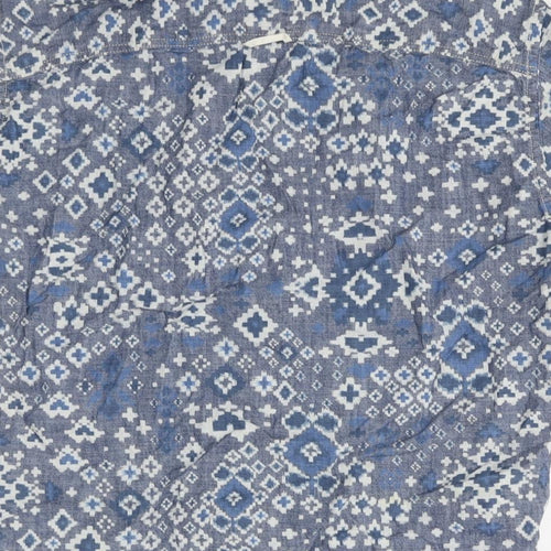 Gap Mens Blue Geometric Cotton Button-Up Size XS Collared Button