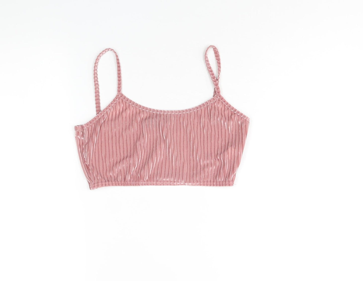 PRETTYLITTLETHING Womens Pink Polyester Cropped Tank Size 10 Scoop Neck