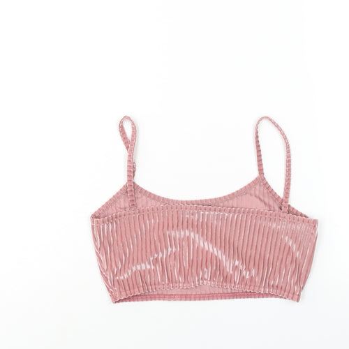 PRETTYLITTLETHING Womens Pink Polyester Cropped Tank Size 10 Scoop Neck