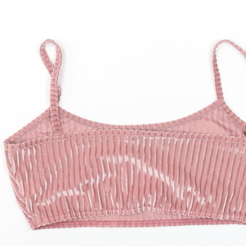 PRETTYLITTLETHING Womens Pink Polyester Cropped Tank Size 10 Scoop Neck