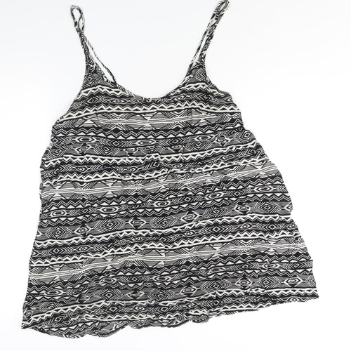Divided by H&M Womens Black Geometric Polyester A-Line Size 12 Scoop Neck Pullover