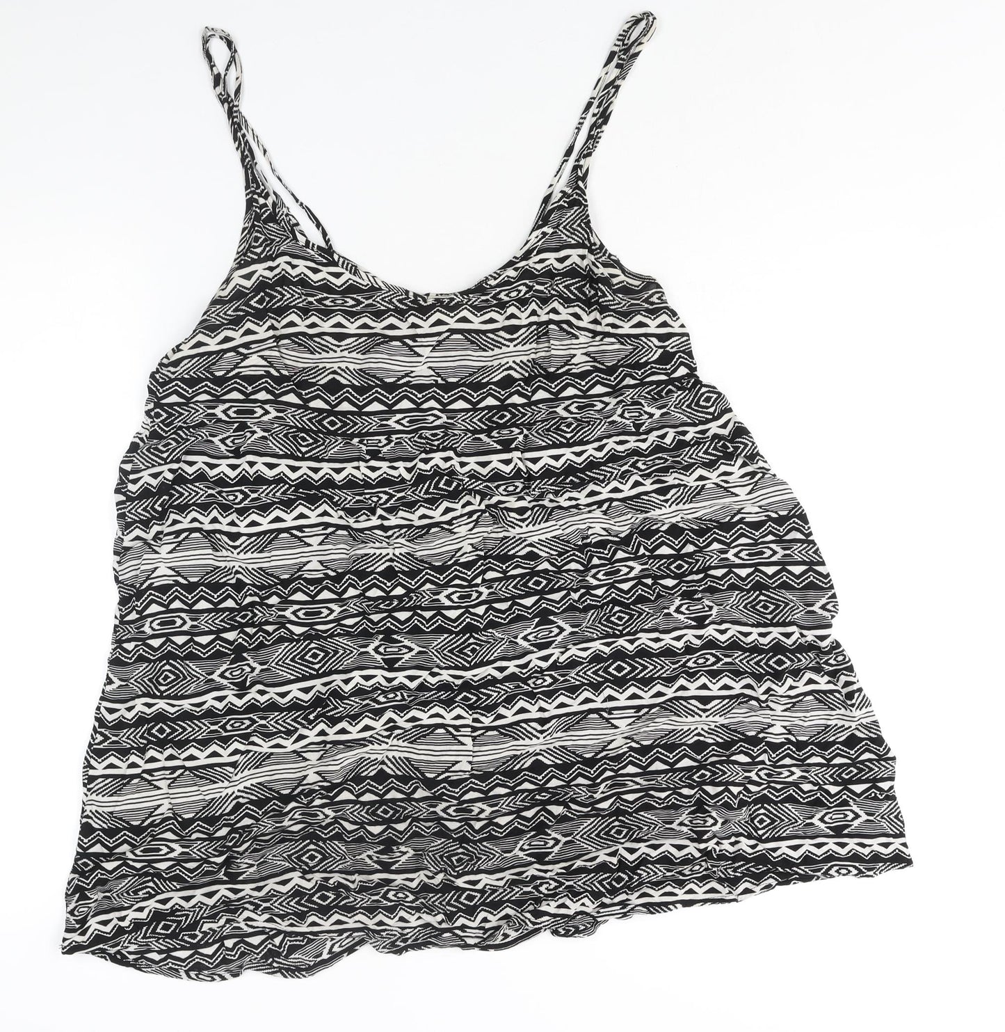 Divided by H&M Womens Black Geometric Polyester A-Line Size 12 Scoop Neck Pullover