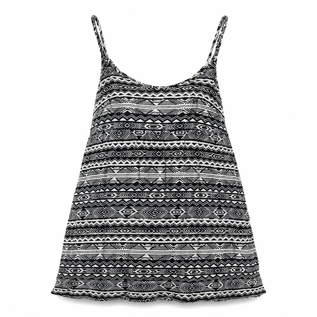 Front view of Divided by H&M women’s black geometric polyester a-line, size UK 12, scoop neck pullover