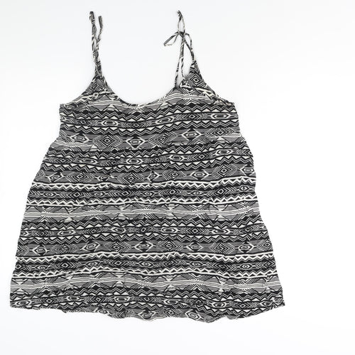 Divided by H&M Womens Black Geometric Polyester A-Line Size 12 Scoop Neck Pullover