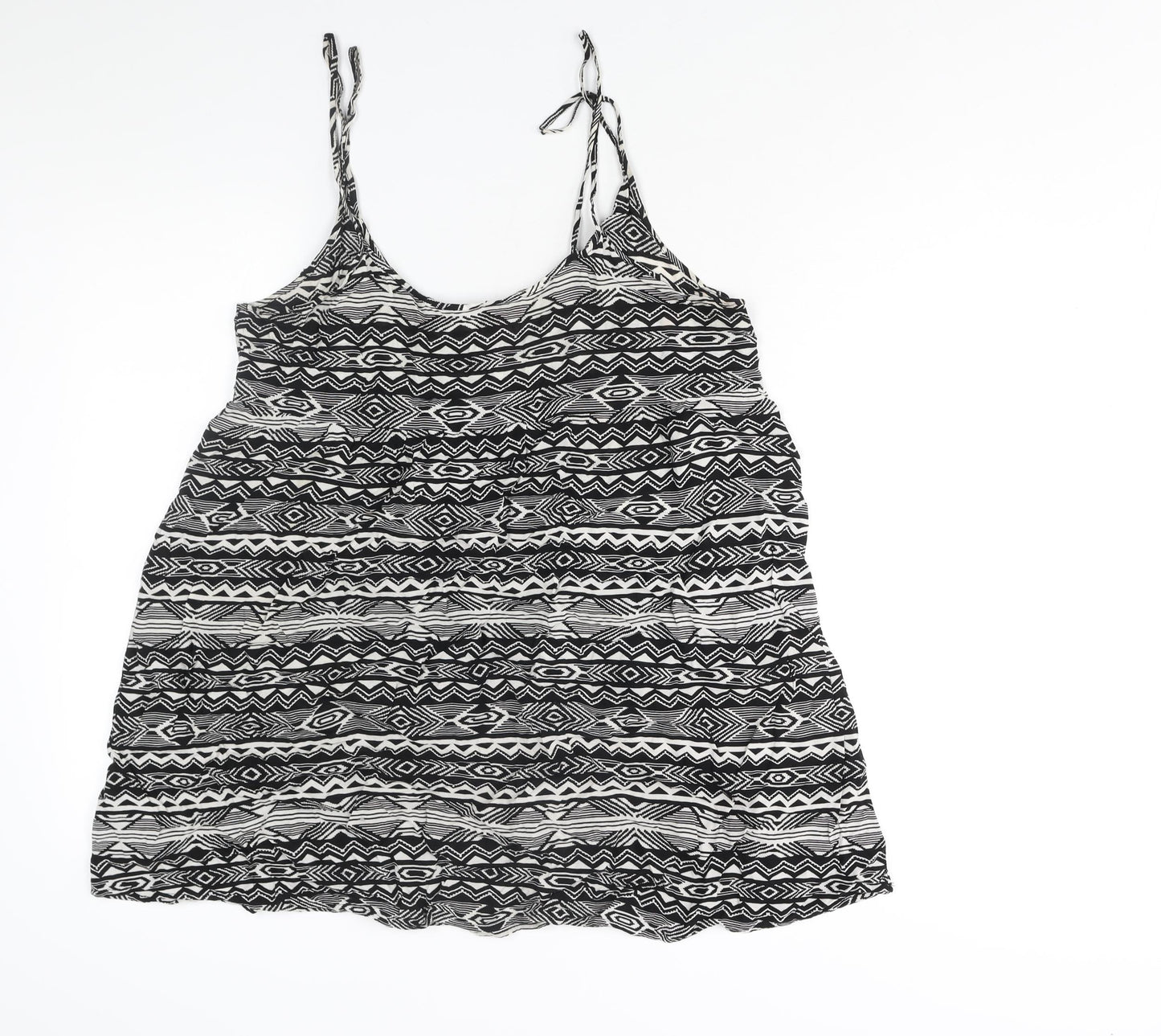 Divided by H&M Womens Black Geometric Polyester A-Line Size 12 Scoop Neck Pullover