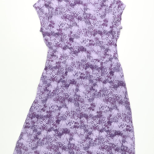 Mountain Warehouse Womens Purple Floral Cotton A-Line Size 14 Round Neck Pullover