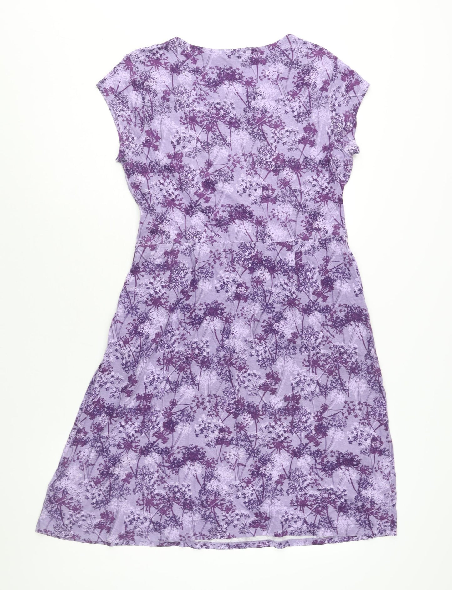 Mountain Warehouse Womens Purple Floral Cotton A-Line Size 14 Round Neck Pullover