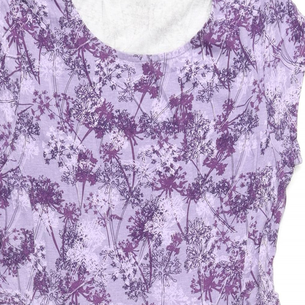 Mountain Warehouse Womens Purple Floral Cotton A-Line Size 14 Round Neck Pullover