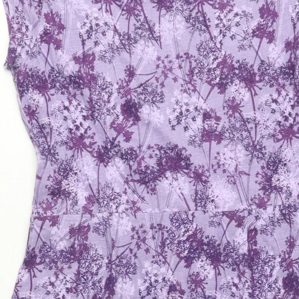 Mountain Warehouse Womens Purple Floral Cotton A-Line Size 14 Round Neck Pullover