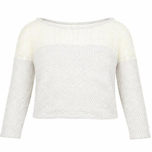 Staring at Stars Womens Ivory Round Neck Polyester Pullover Jumper Size XS - Lace Detail