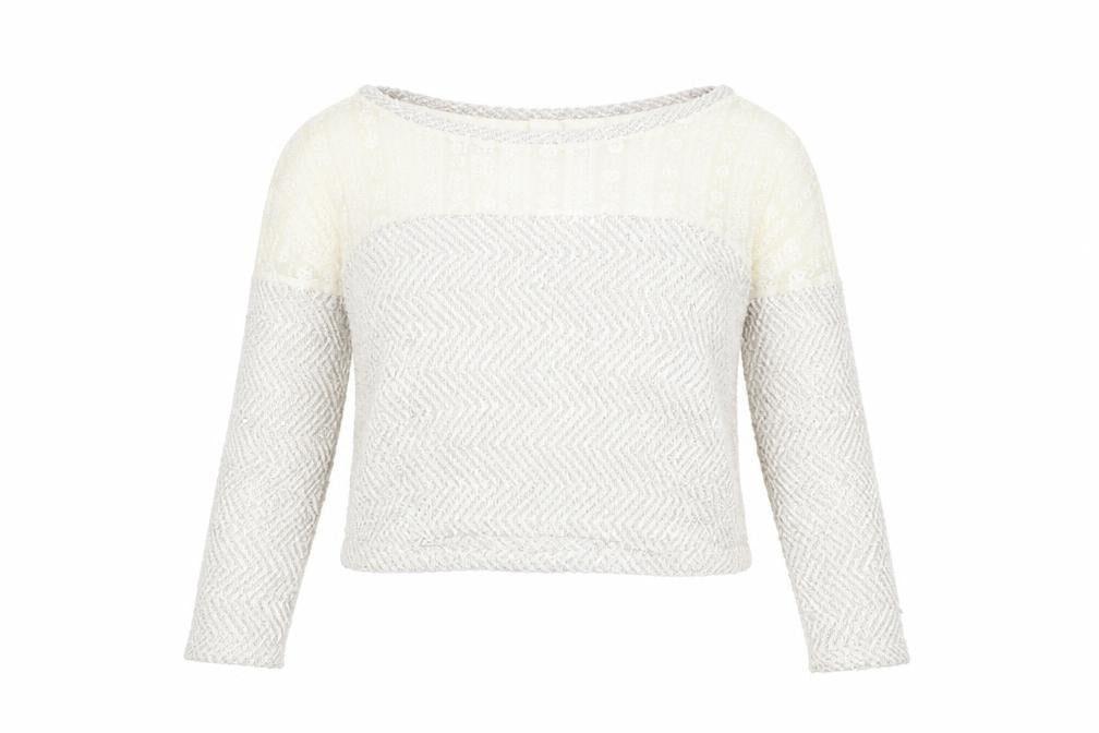 Staring at Stars Womens Ivory Round Neck Polyester Pullover Jumper Size XS - Lace Detail