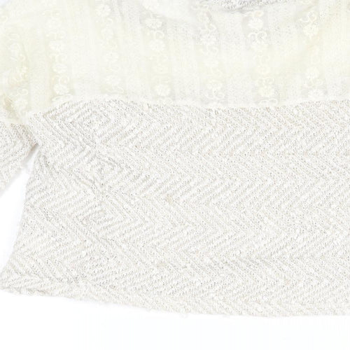 Staring at Stars Womens Ivory Round Neck Polyester Pullover Jumper Size XS - Lace Detail