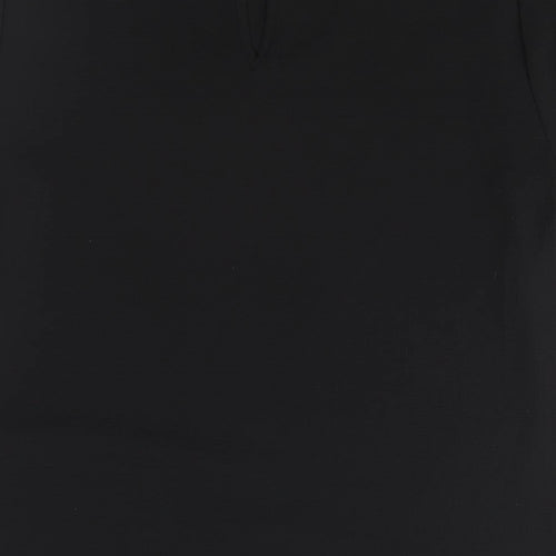 Dorothy Perkins Womens Black Polyester Basic Blouse Size 12 Round Neck - Zip Detail