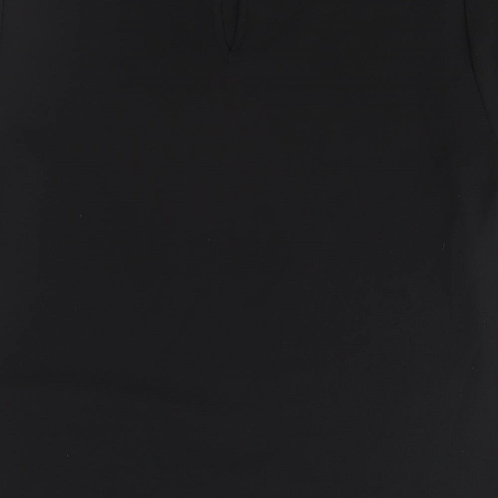Dorothy Perkins Womens Black Polyester Basic Blouse Size 12 Round Neck - Zip Detail