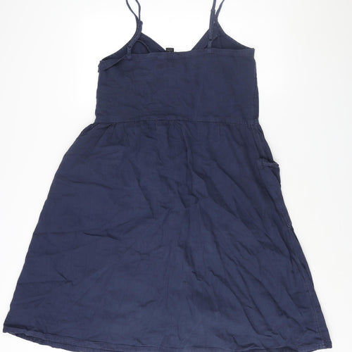 Monki Womens Black Cotton A-Line Size 12 V-Neck Button