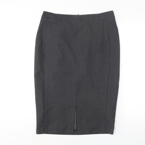 Marks and Spencer Womens Grey Polyester Straight & Pencil Skirt Size 12 Zip