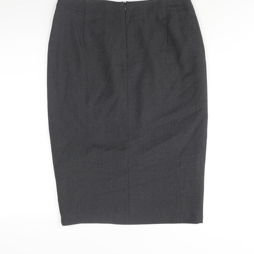 Marks and Spencer Womens Grey Polyester Straight & Pencil Skirt Size 12 Zip
