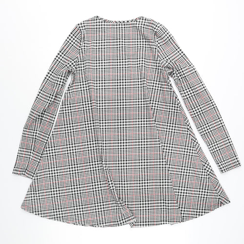 Glamorous Womens Black Houndstooth Polyester A-Line Size 12 Round Neck Pullover