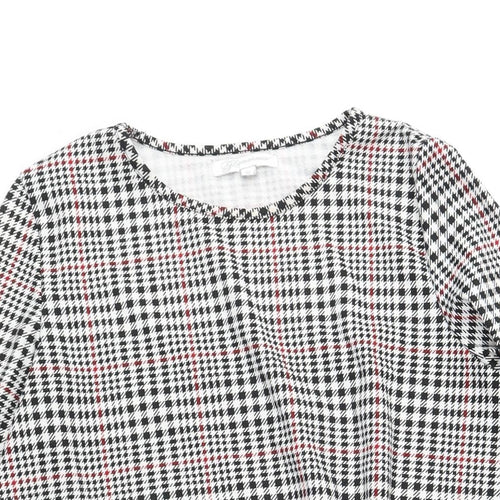 Glamorous Womens Black Houndstooth Polyester A-Line Size 12 Round Neck Pullover
