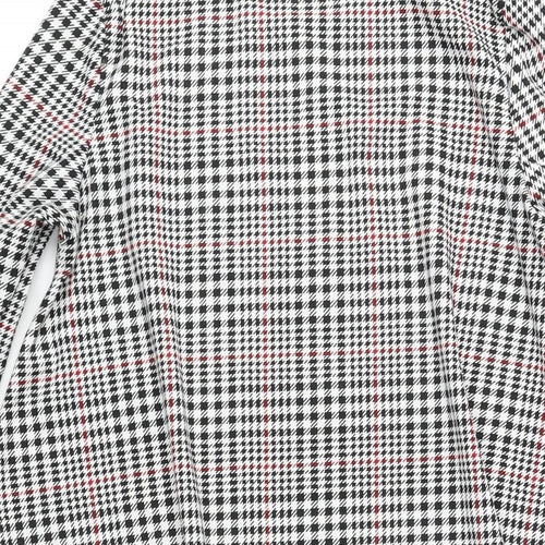 Glamorous Womens Black Houndstooth Polyester A-Line Size 12 Round Neck Pullover