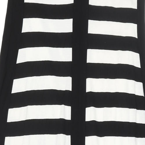 Roman Womens Black Striped Polyester Maxi Size 10 Round Neck Zip - Fishnet Detail