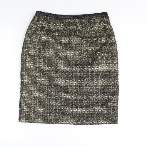 Pomodoro Womens Gold Acrylic Straight & Pencil Skirt Size 12 Zip