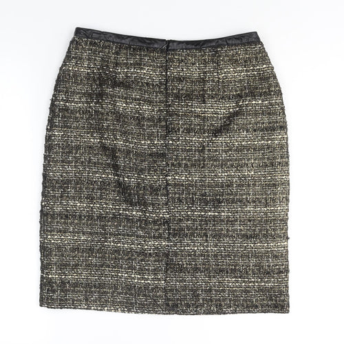 Pomodoro Womens Gold Acrylic Straight & Pencil Skirt Size 12 Zip
