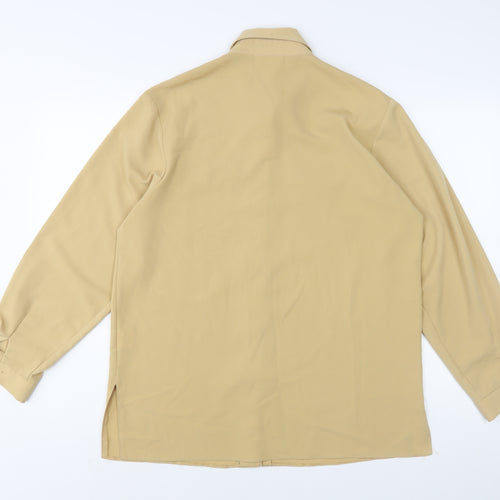 First Avenue Womens Yellow Polyester Basic Button-Up Size 14 Collared