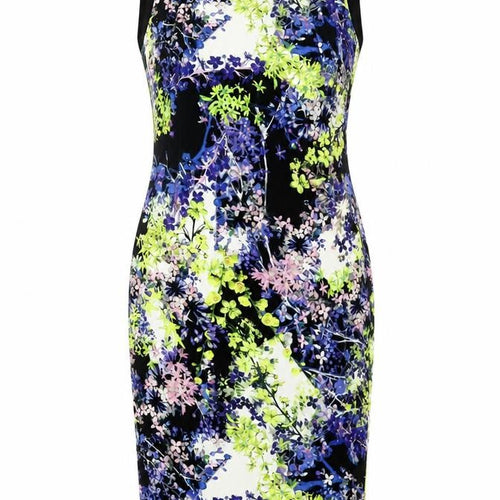 Marks and Spencer Womens Multicoloured Floral Polyester Pencil Dress Size 12 Round Neck Zip