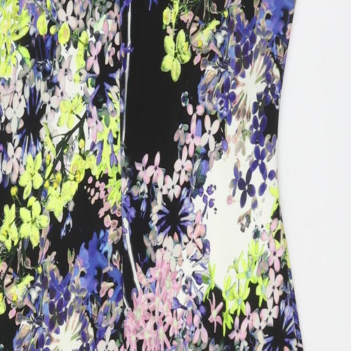 Marks and Spencer Womens Multicoloured Floral Polyester Pencil Dress Size 12 Round Neck Zip