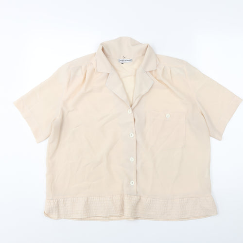 House of Fraser Womens Beige Polyester Basic Button-Up Size 14 Collared
