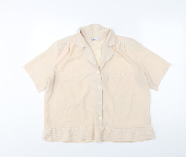 House of Fraser Womens Beige Polyester Basic Button-Up Size 14 Collared