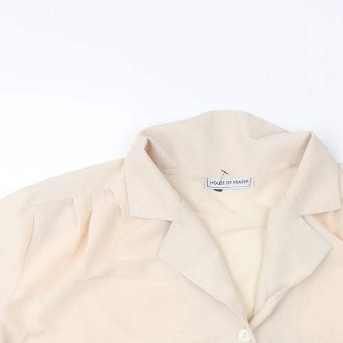 House of Fraser Womens Beige Polyester Basic Button-Up Size 14 Collared