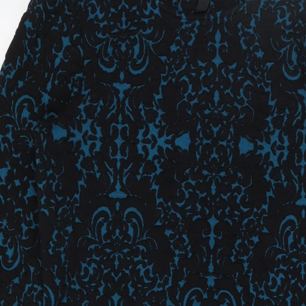 Arcadia Womens Blue Geometric Polyester Sheath Size 14 Round Neck Zip