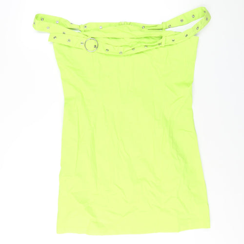 The Ragged Priest Womens Green Cotton Mini Size XL Off the Shoulder Zip - Belt Strap Detail