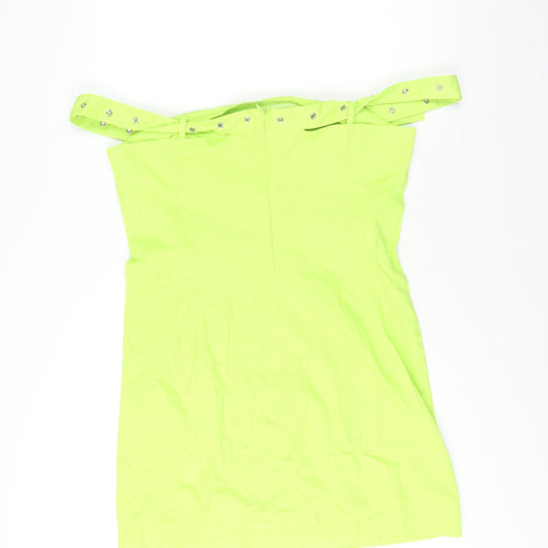The Ragged Priest Womens Green Cotton Mini Size XL Off the Shoulder Zip - Belt Strap Detail