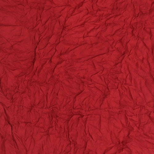 New Look Womens Red Cotton Basic Blouse Size 12 V-Neck - Raw Hem Drawstring Detail