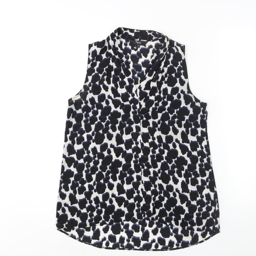 NEXT Womens Black Geometric Polyester Camisole Blouse Size 10 V-Neck