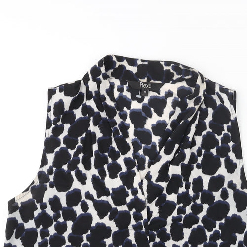 NEXT Womens Black Geometric Polyester Camisole Blouse Size 10 V-Neck