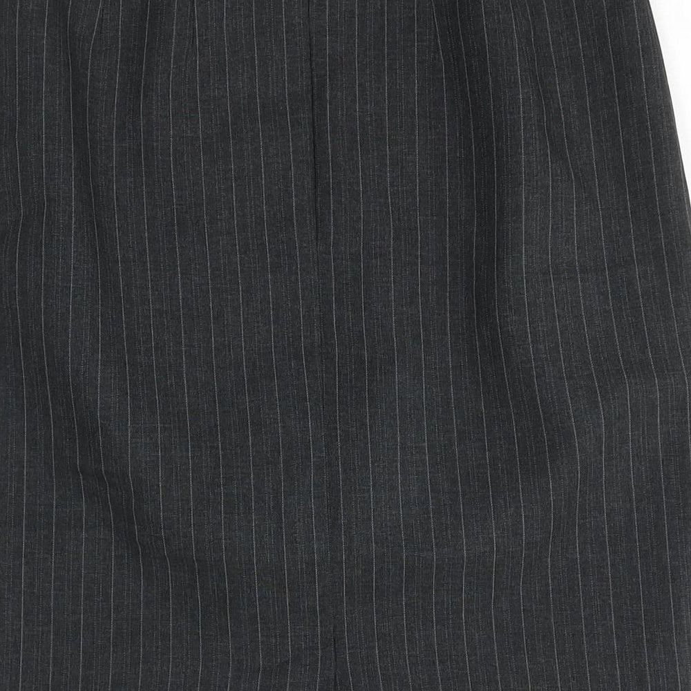 St Michael Womens Grey Striped Polyester Straight & Pencil Skirt Size 12 Zip