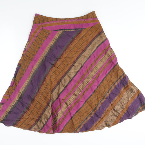 Kaliko Womens Multicoloured Geometric Polyamide A-Line Skirt Size 12 Zip