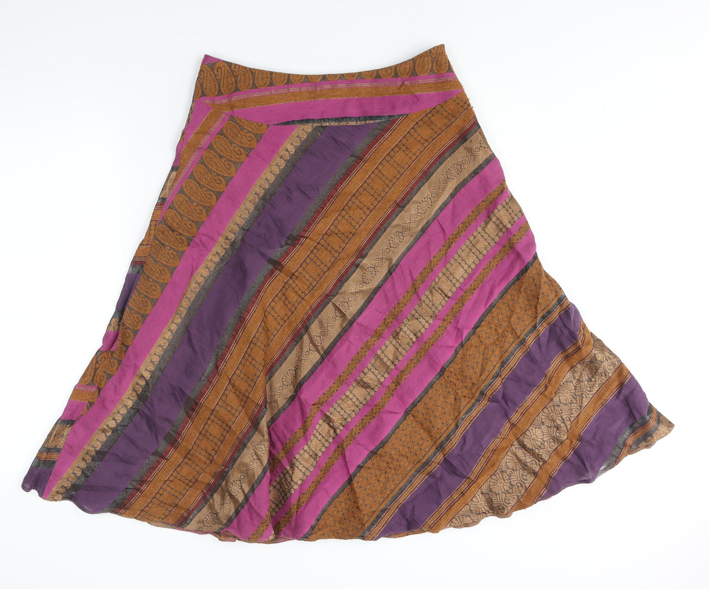 Kaliko Womens Multicoloured Geometric Polyamide A-Line Skirt Size 12 Zip