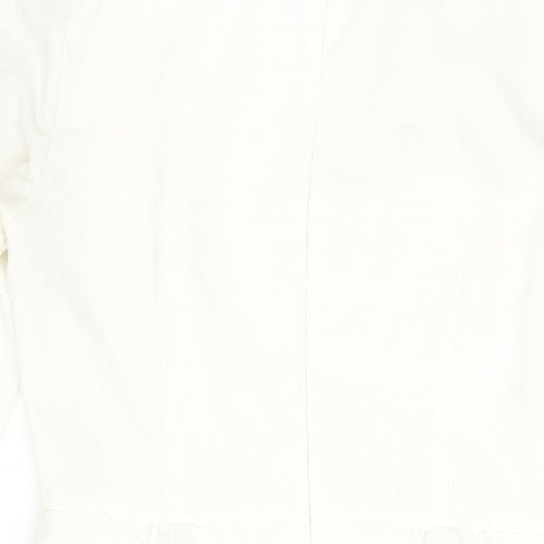 Oasis Womens White Polyester A-Line Size 16 Round Neck Zip - Button Detail