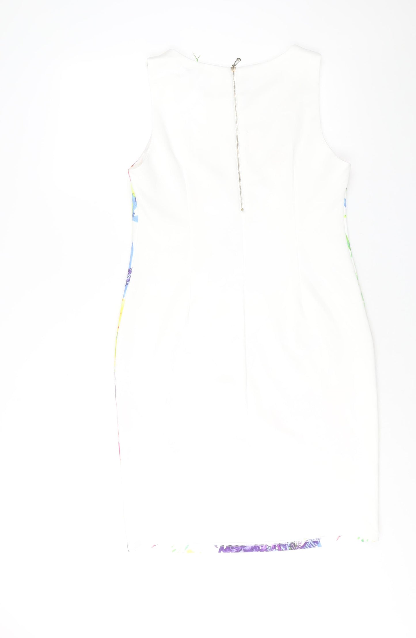SaSa Womens White Polyester Shift Size M Round Neck Zip - Floral Print